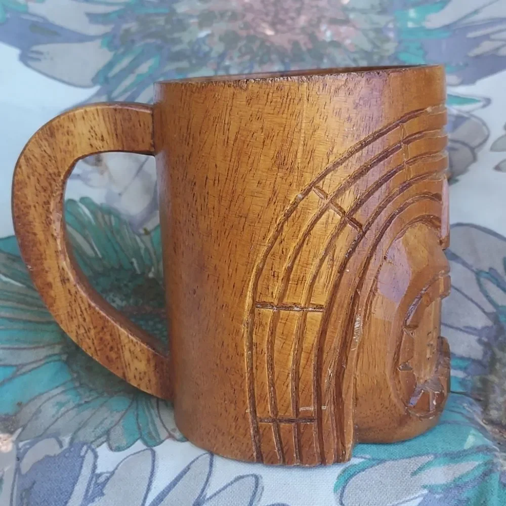 Vintage Wooden Tiki Mug